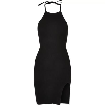 Urban Classics - Rib Knit Neckholder Korte jurk - L - Zwart