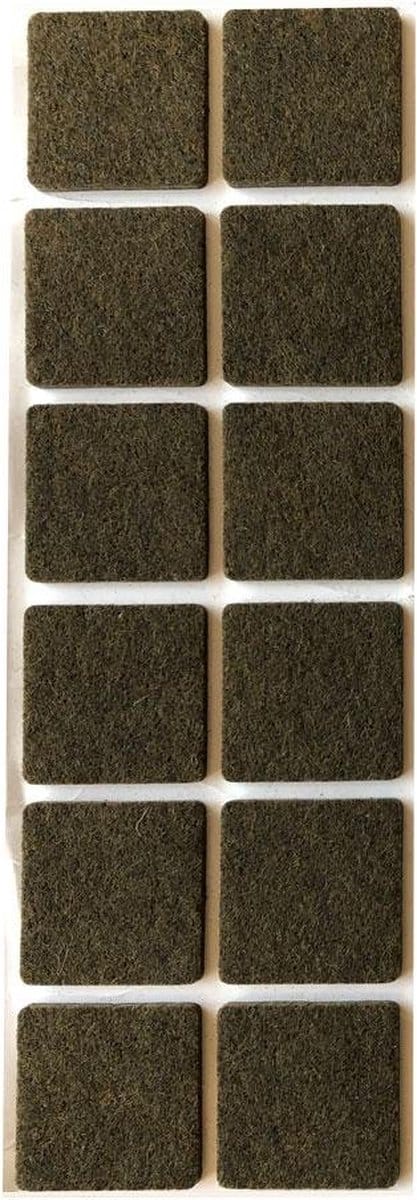 FLE - Plakvilt bruin vierkant 3 bij 3 cm en hoogte 0,35 cm van vilt - 12 stuks