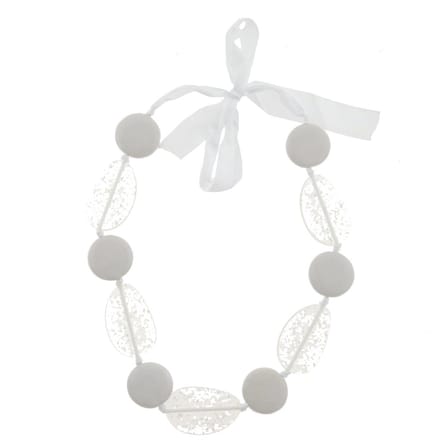 Behave - Witte kralenketting met strik - Lange dames ketting 70 cm