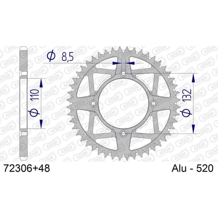 Aluminium tandwiel achter Afam 520 48 dents