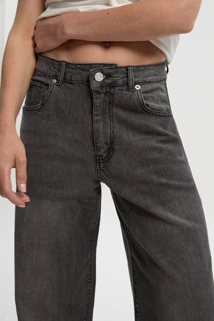 boohoo Dames Petite Basic Wide Leg Jean | Mid Grey | Maat: 14/28L