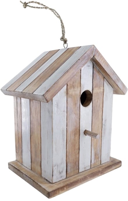 Vogelhuis Ada XL wit/natural gestreept