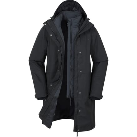Mountain Warehouse Dames/Dames Luna 3 in 1 Lang Waterdicht Jasje (Zwart)