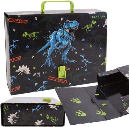 DINOSAURUSSEN DIKKE, schoolmap met handvat XXL voor jongens, hard voor school A4 9 cm