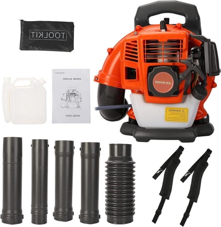 Gasoline Backpack Leaf Snow Blower 52CC, 2-stroke Powerful Air-Cooled Engine 1.25KW/1.7HP, 550CFM Garden Lawn Snow Dust Car Blower