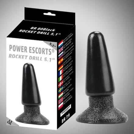 Power Escorts - Rocket Drill - Stevige - Anal Plug - 5.1 Inch / 13 cm - BR80 - Zwart