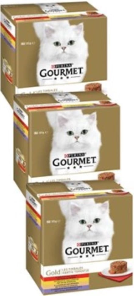 3x Gourmet Gold - Hartig Torentje Mix Multipack - Kattenvoer - 8x85g