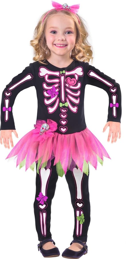 Amscan Kinderkostuum Skelet Meisjes Polyester Mt 3-4 Jaar