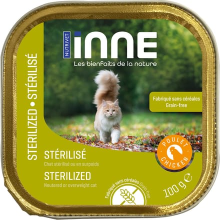 16x100g Nutrivet Inne Kat Sterilised Kip Natvoer