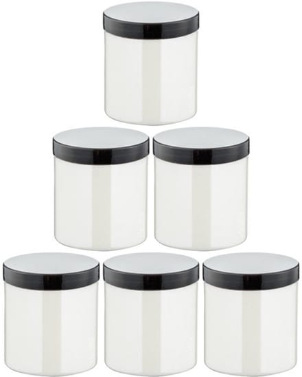 Scrubzout White Lotus - 300 gram - Pot met zwarte deksel - set van 6 stuks - Hydraterende Lichaamsscrub