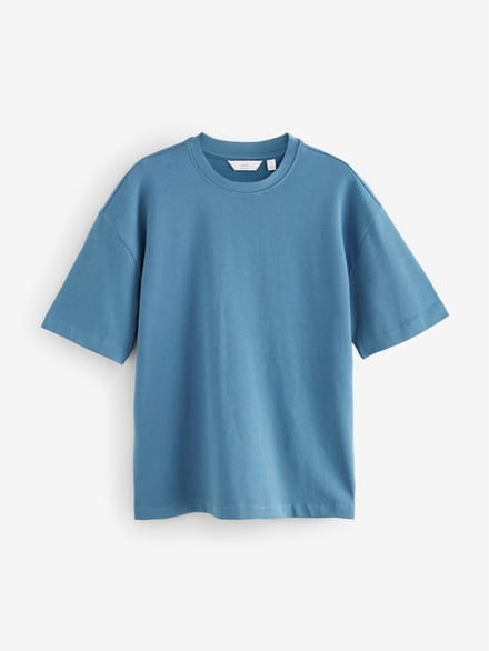 Next - Heren - Ruimvallend T-shirt van zware stof - Blauw