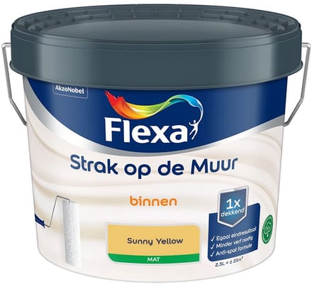 Flexa - Strak Op De Muur Binnen Mat - Sunny Yellow - Mengverf - 2,5 L
