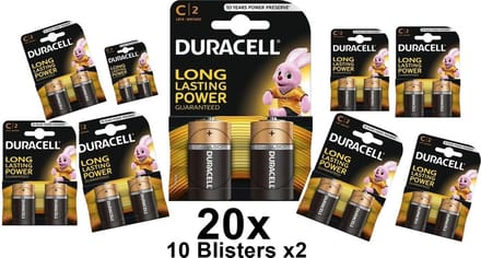 20 Stuks (10 Blisters a 2st) - Duracell LR14/C/Baby/R14/MN 1400/AM-2/E93