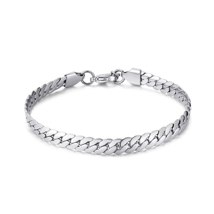 Twice As Nice Armband in edelstaal, platte gourmet, 6 mm 21cm