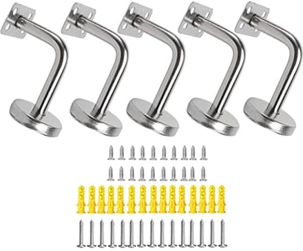 5 stuks roestvrijstalen leuningdragers voor wandbevestiging – 60 x 80 mm
