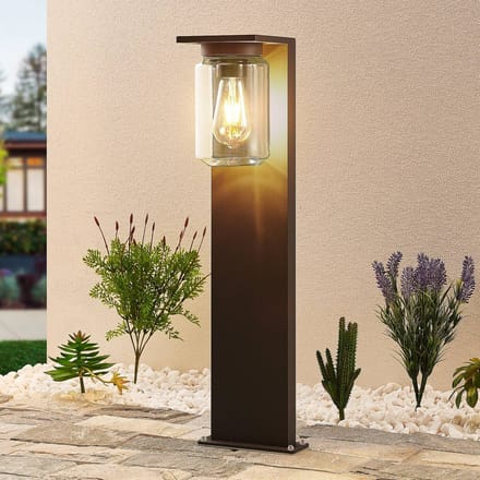 Lucande-tuinpadverlichting Semka, 65 cm, antraciet, glas, aluminium