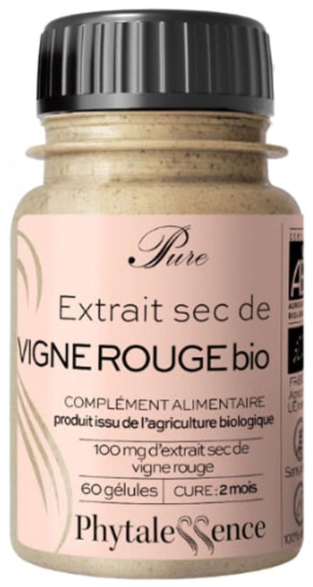 Phytalessence Pure Extrait Sec de Vigne Rouge Bio 60 Capsules