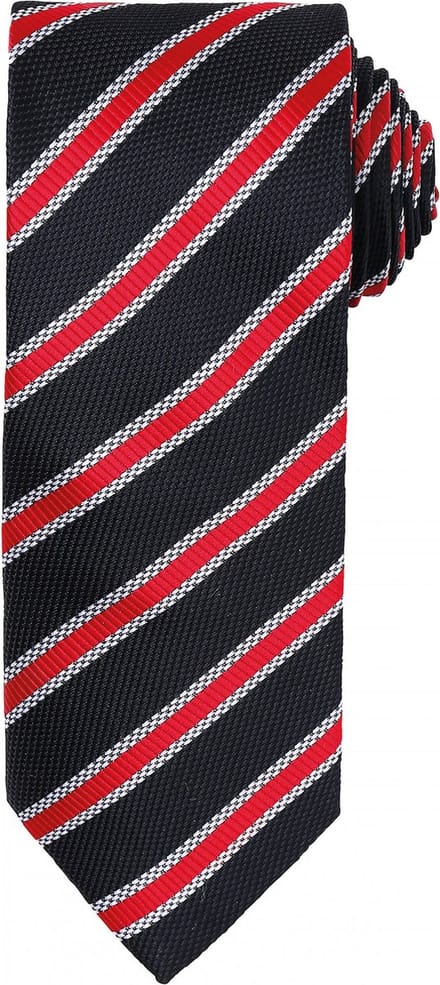 Premier Waffle Stripe tie PR783 - BLACK / RED - One size