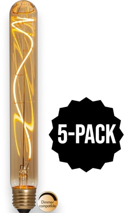 5-Pack | Staaflamp - E27 - 4W - Super Warm Wit <2200K - Dimbaar - Filament - Amber