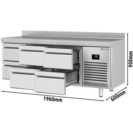 GGM Gastro Kühltisch Premium PLUS - 1960x600mm - 6 Schubladen - Aufkantung