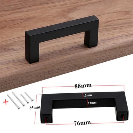 DW4Trading RVS Handgreep met Schroeven - Keuken Meubel Deur - Zwart - 88 mm