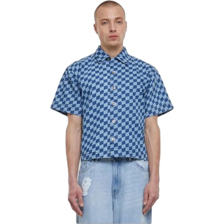 Urban Classics - Laser Check Printed Boxy Overhemd - M - Blauw