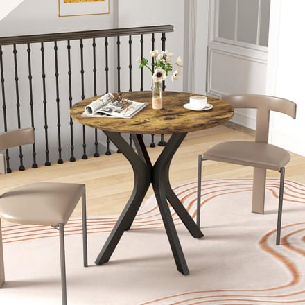 MODFU Ronde Eettafel - Compact - Modern - Voor Keuken En Eethoek - MDF En Staal - Bruin - Ø78 x 75 cm