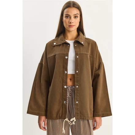 Oversized Denim Gepbuttonde Jas