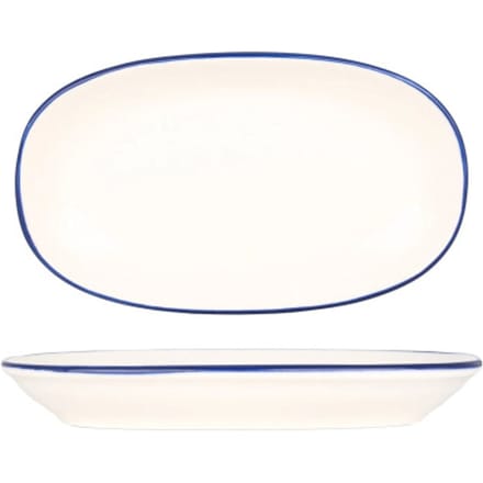 Bonna Serveerschaal - Linea Blue - Porselein - 24x14 cm - set van 2