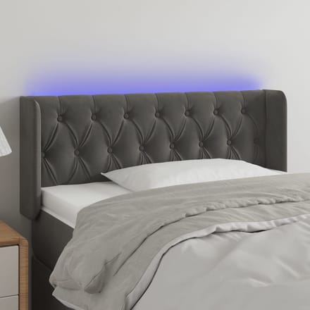 vidaXL - Hoofdbord - LED - 103x16x78/88 - cm - fluweel - donkergrijs