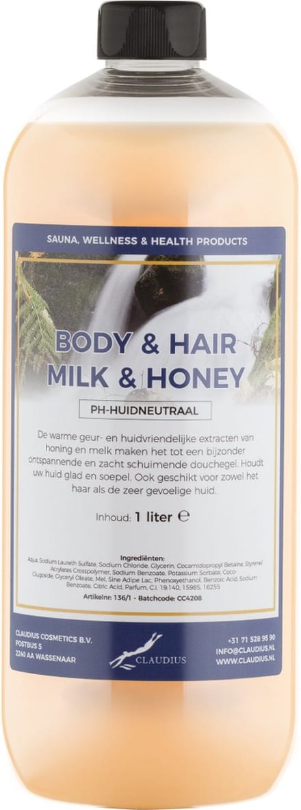 Body & Hair Milk & Honey 1 Liter - 2 in 1 voor lichaam en haar.