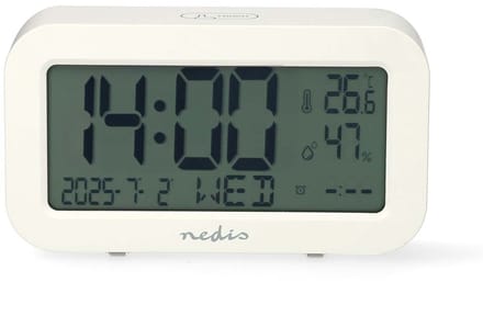 Nedis Digitale Wekker - LCD - Snoozefunctie - Datumweergave - Timer - Wit