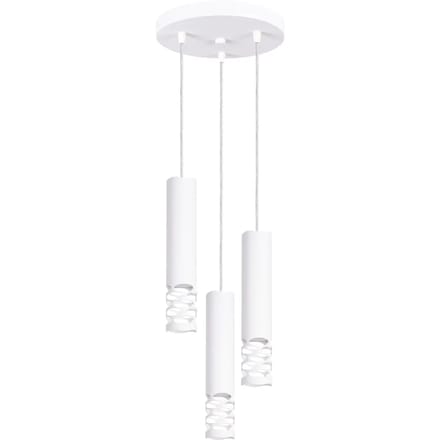 Hanglamp LIRO 3P met 3 kappen in een compacte cluster - Sollux Lighting - IP20 - Wit staal behuizing - 25 x 25 x 125 cm - 3 x GU10 LED, exclusief lichtbron - 3 x 10 W - Moderne hanglamp voor woonkamer, slaapkamer en eetkamer