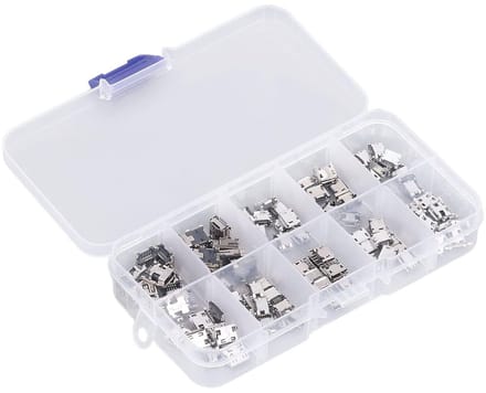 100 Stuks Mini USB Jack Connector Set voor Reparatie en Vervanging van Micro USB Poorten en Adapters