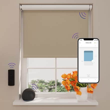 DTCH® Elektrisch Rolgordijn Verduisterend - Easy - Cement - 100 x 190 cm - Motionblinds CMD-02-P