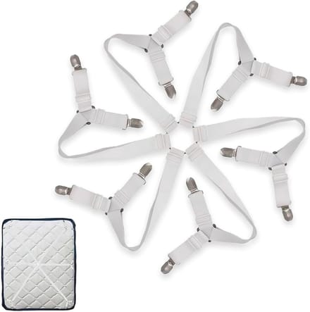 12 Stuks Verstelbare Hoekclips voor Lakens, Matrassen en Sofas - Elastische Bevestigingsclips in Wit