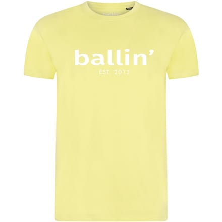 Heren Tee SS met Ballin Est. 2013 Regular Fit Shirt Print - Geel - Maat 3XL
