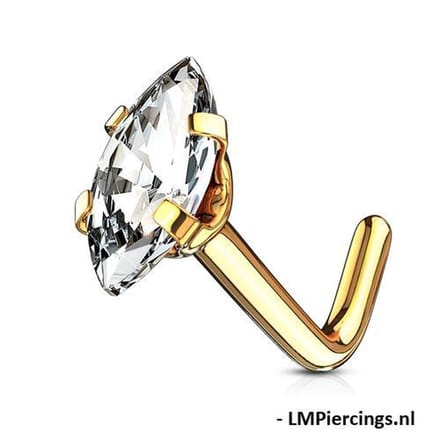 Neuspiercing Marquise ovale steen high quality 0.8x6x2.5 - goud - LMPiercings