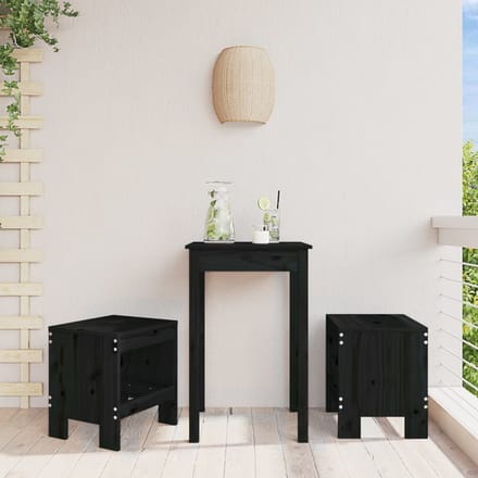 vidaXL - Barkrukken - 2 - st - 40x36x45 - cm - massief - grenenhout - zwart