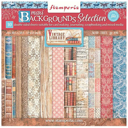 Stamperia - Vintage Library Maxi Background Selection 12x12 Inch Paper Pack (SBBL133)