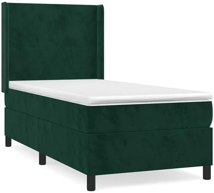 vidaXL - Boxspring - met - matras - fluweel - donkergroen - 90x200 - cm