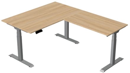 Elektrisch Zit-Sta Hoekbureau Move New Base 140x180 cm – Licht eiken