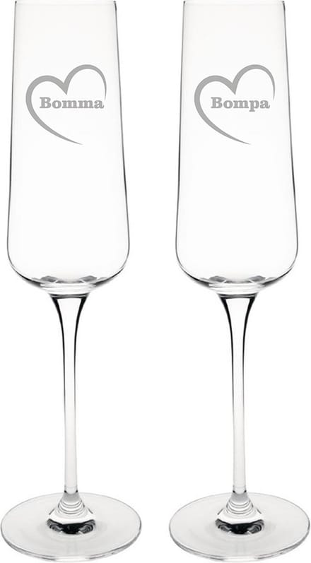 Champagneglas gegraveerd - 27cl - Bomma-Bompa-hartje