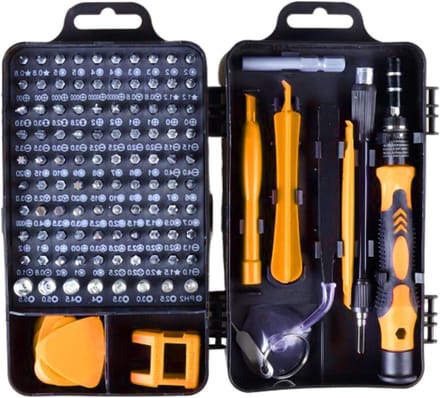 Schroevendraaierset - Precisie Bits - Elektronica Reparatie - 115 Delig - Ca. 16 cm - Grijs
