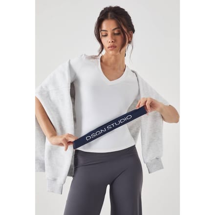 Dames DSGN Studio Ultra Sculpt V-hals Korte Mouwen Top | White | Maat: Large
