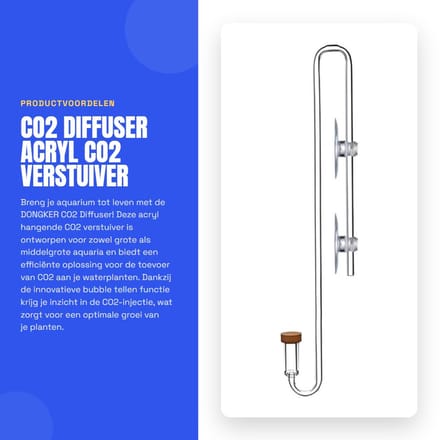Dailygoods- CO2 Diffuser Acryl - Hangende Verstuiver - Zuignap Montage - Bubble Tellen Functie - Geschikt voor 4mm CO2 Slang - Efficiënte Diffusie - Aquarium Diffuser