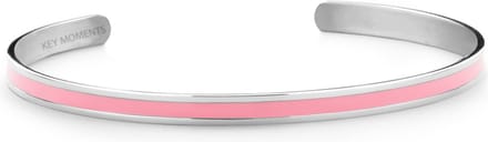 Key Moments 8KM-B00524 Stalen Open Bangle - One-size (60 x 50 x 4 mm) - Zilverkleurig / Roze