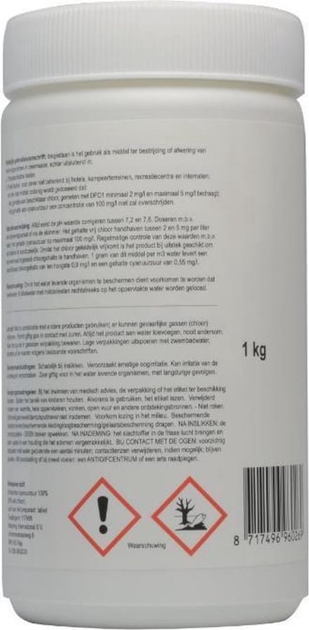 Pool Power Mini Flacon 1 Kg Chloortabletten 20 gram - Chloortabletten - Desindectie- en anti-algmiddel zwembaden