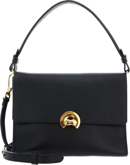 COCCINELLE Leren Schoudertas Binxie Handbag Grained Leather Noir Zwart
