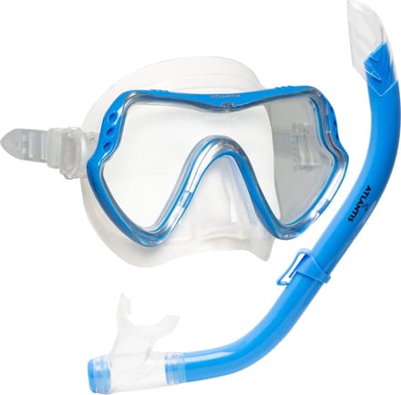 Atlantis Samana Pro Combo - Snorkelset - Snorkel & Duikbril - Versterkt Glas - Dry Top - Luxe Bewaartas - Volwassenen - Transparant/Blauw